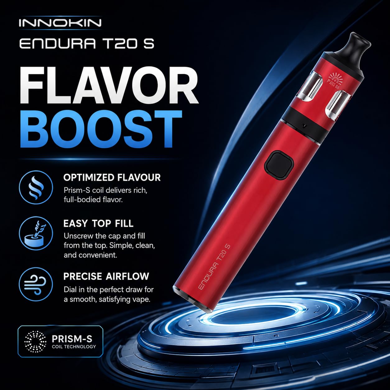 Innokin Endura T20S Kit de Dmarrage Batterie 1500mAh avec Rservoir Prism  T20-S (Noir) Pas de nicotine ni de tabac : Amazon.fr: High-Tech