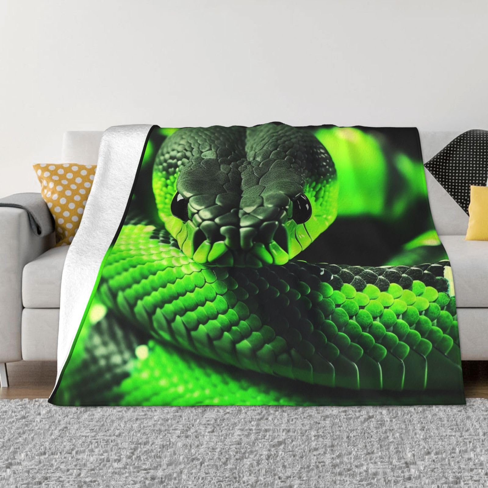 KLOPH 3D Snake Throw Blanket 50"x40" Flannel Fluffy Warm Blanket for Couch, Reversible Plush Blankets for Bed, Comfy Fuzzy Blanket for Sofa, Plush Lightweight-Blankets for All Season