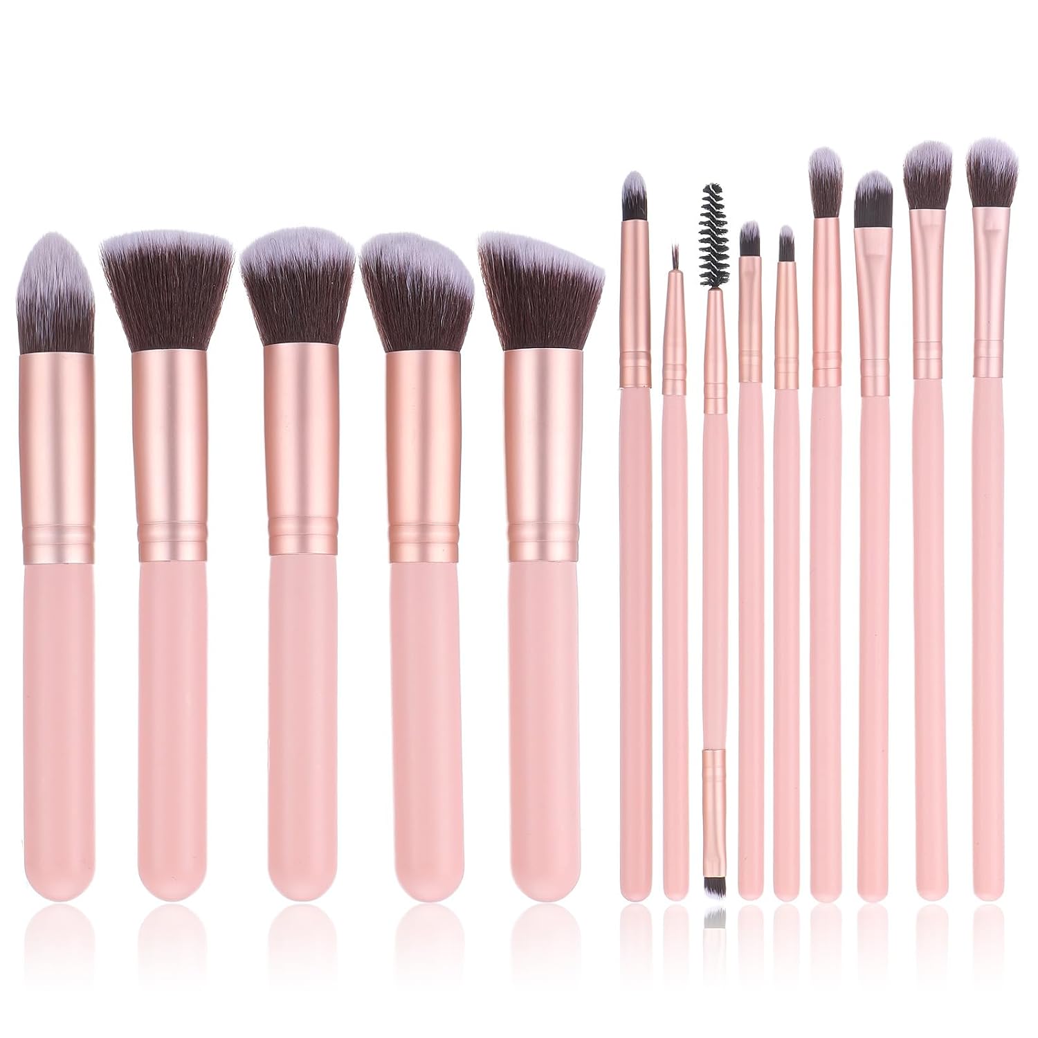 14 Pcs Pink Makeup Brushes – Professional Wooden...