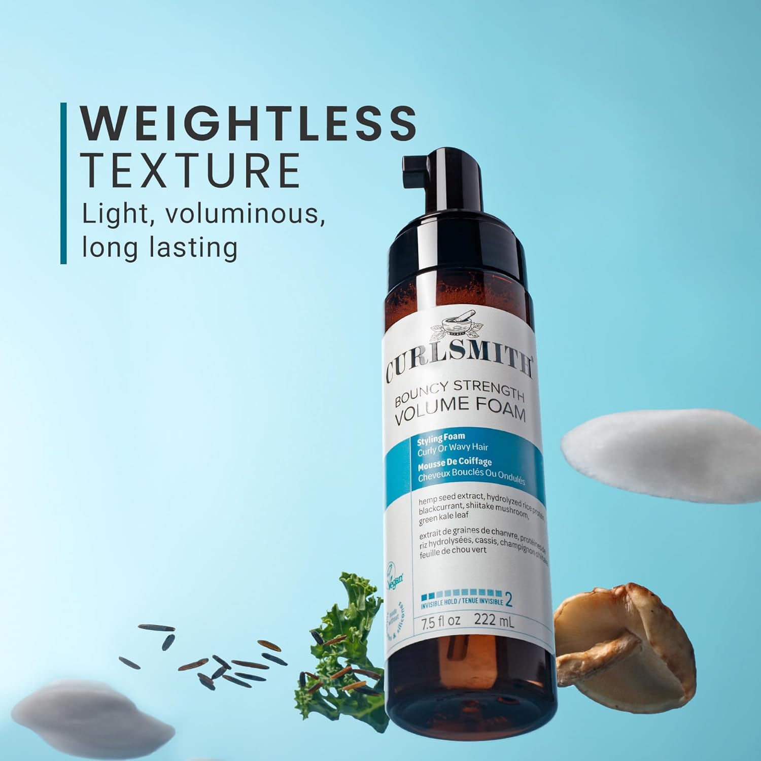 CURLSMITH - Bouncy Strength Volume Foam, Styling Foam for Curly & Wavy Hair, Light Hold (7.5 fl oz) - Image 6