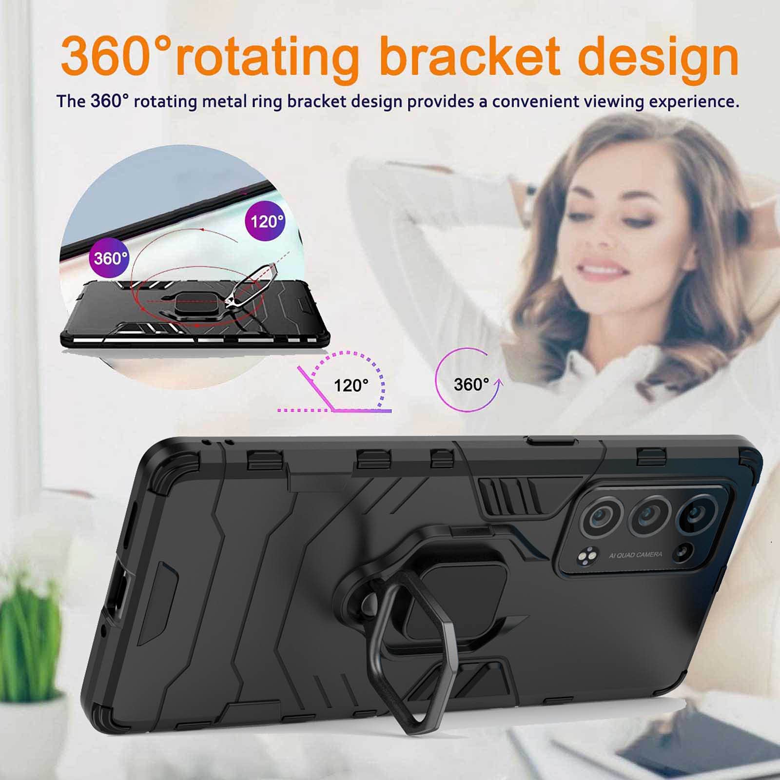MaiJin Cover Per Oppo Reno (6,4 Pollici): Custodia Ibrida 2 In 1 Antishock Con Cavalletto Incorporato - Golden