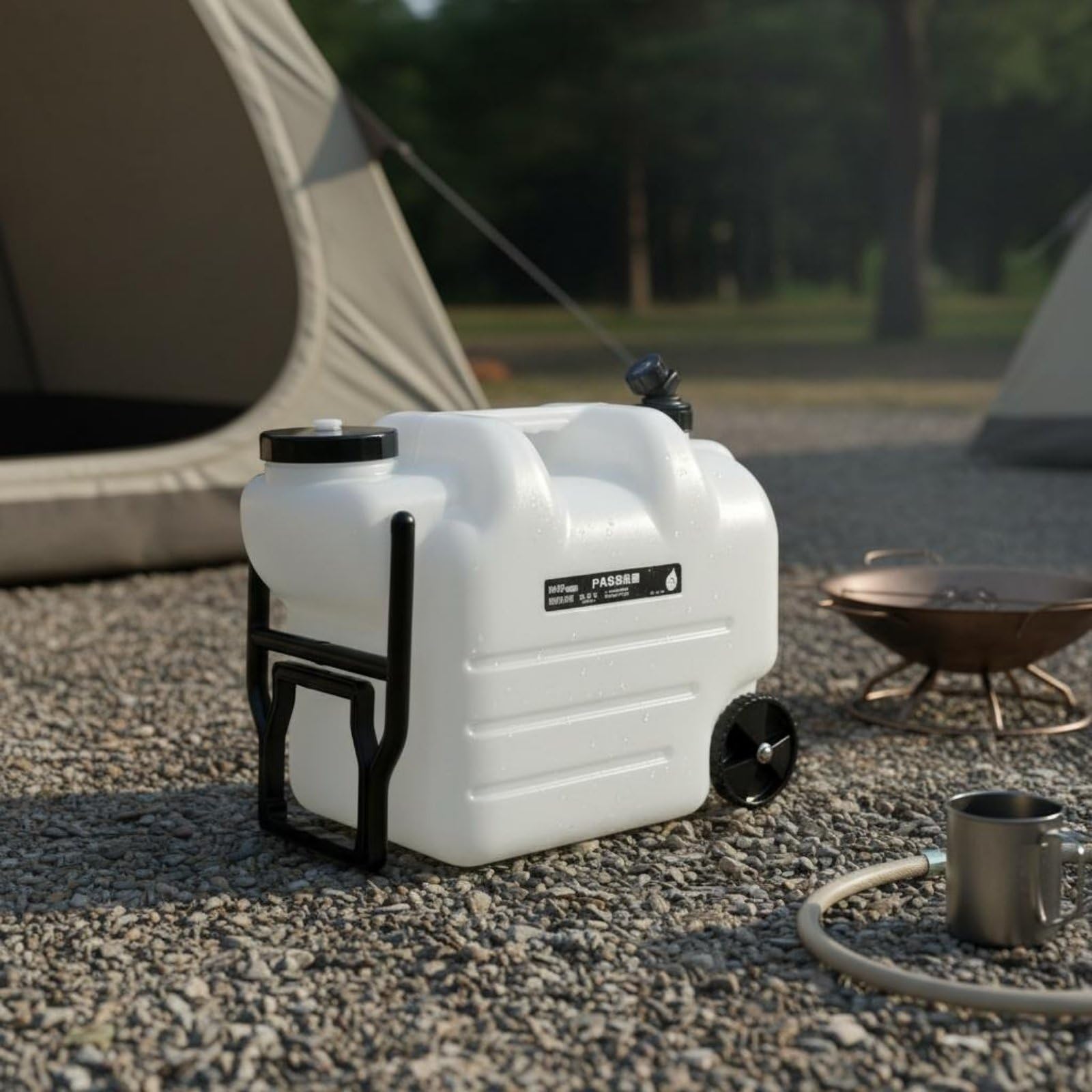 predolo Tanque de Agua Rodante 28L Gran Capacidad Bidón de Agua con Ruedas y Grifo Tipo Alimenticio para Viajeros en Autocaravana, Entusiastas Del Aire Libre, Negro