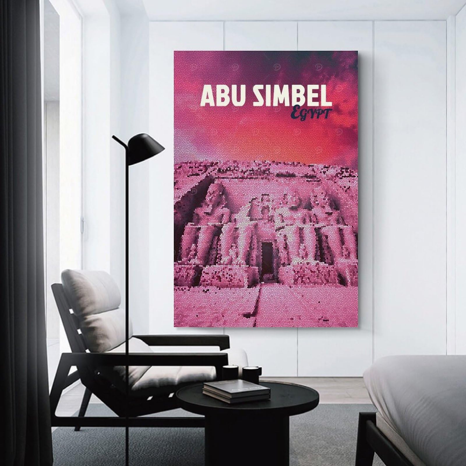 Junmoney Canvas Wall Picture Abu Simbel Mosaic, 24x36inch(60x90cm), for Bedroom Decor, Cosy Corners Or Studios, A Warm Accent for Relaxed Interiors