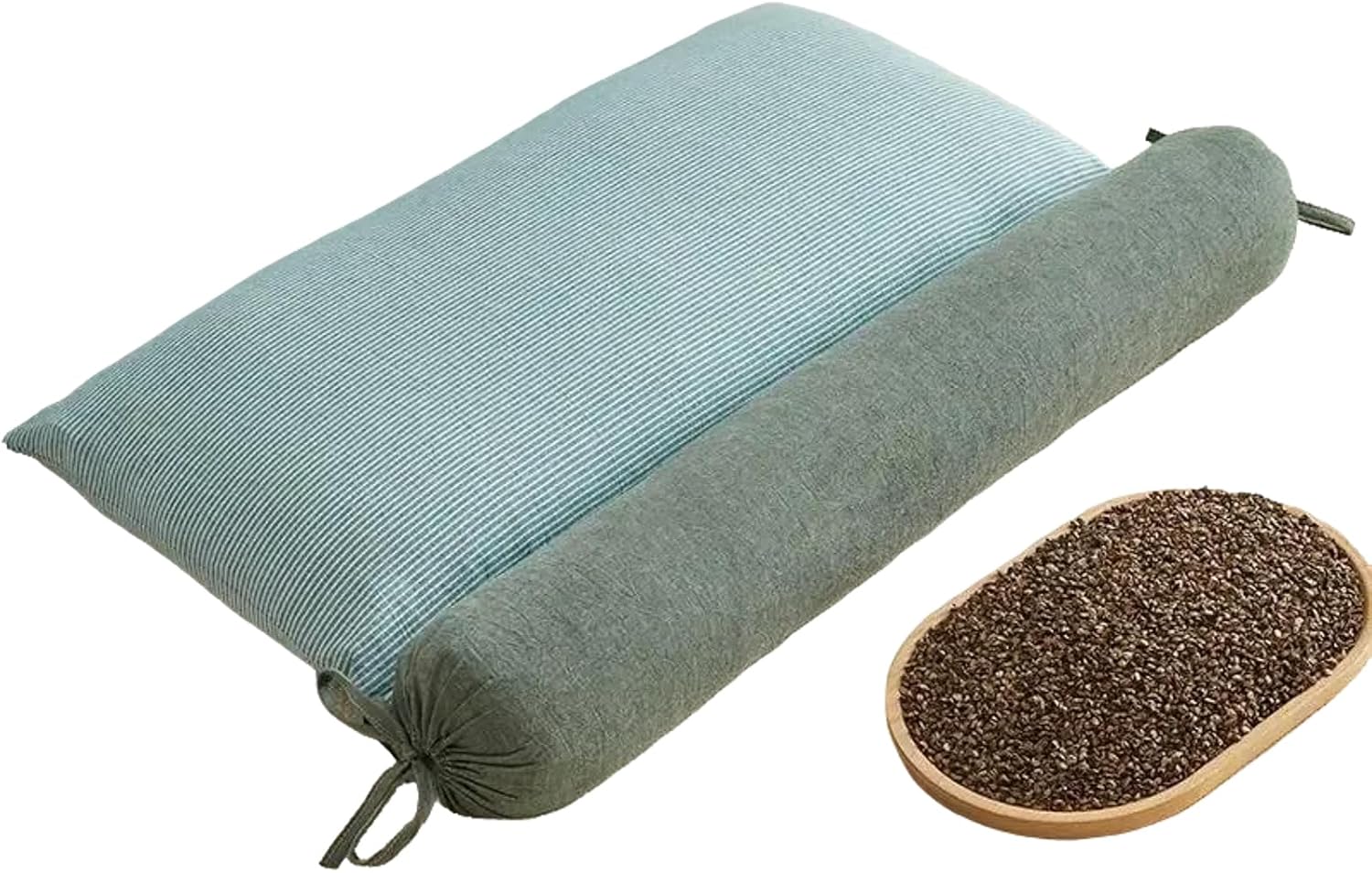 2-in-1 Detachable Innovative buckwheat Pillow, 3 Modes: Skin-Friendly, Breathable, Curve-Fitting, 3-Point Support for Neck/Shoulder/Head, aids Joints, deep Sleep, Multi-Protects Cervical Spine Light Green