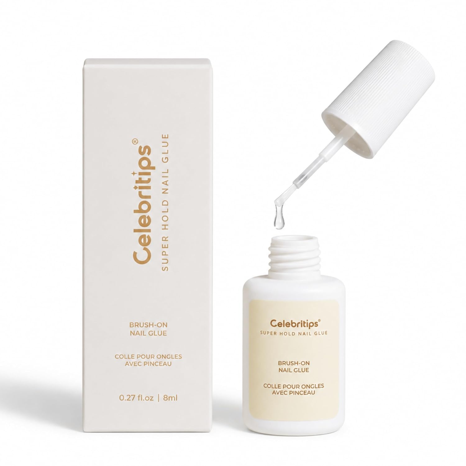 Celebritips Super-Hold Nail Glue | Non-Toxic, Gentle | 8ml (0.27 fl.oz) (1 Bottle)