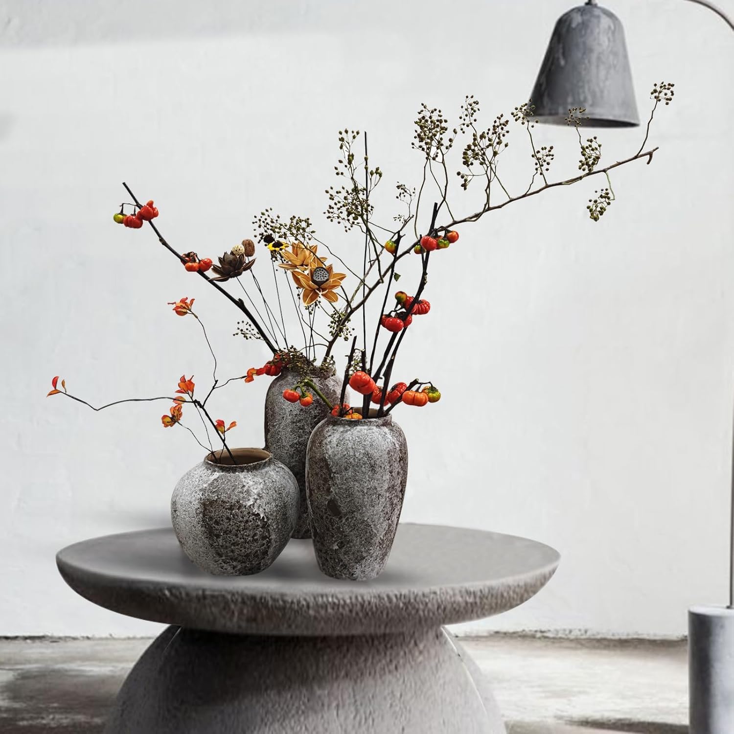 Rustic Large Ceramic Flower Vase, Vintage Terracotta Floor Vases for Decorative Centerpiece Minimalism, Antique Big Vase for Home Decor?Wedding Housewarming Gift(9IN x 9IN)