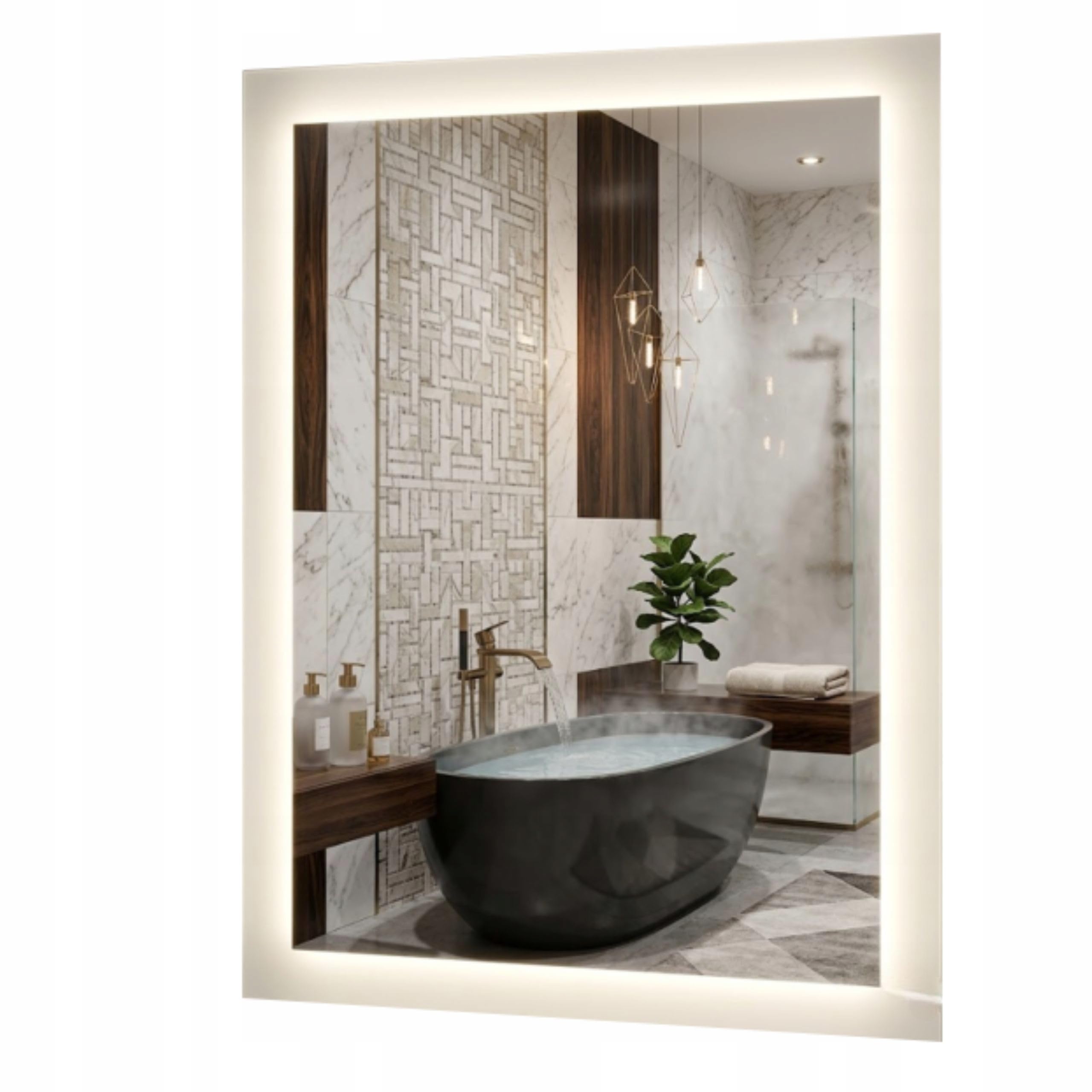 Agritrade AK LED Bathroom Mirror 120x90 cm, Backlit Illuminated Frameless Wall Mounted, 4000K Neutral White, Touch Sensor Dimmable - TAURUS
