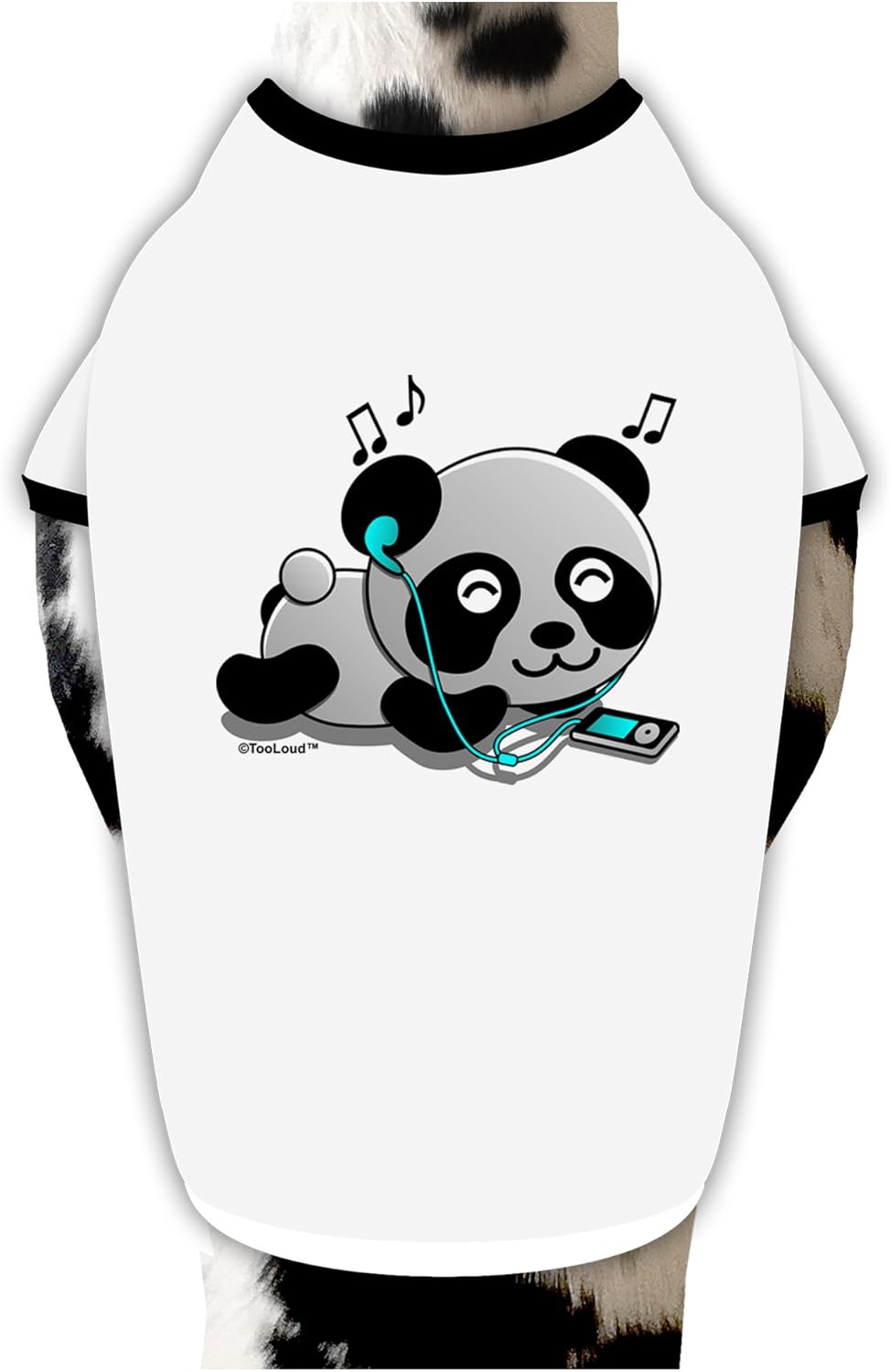 TOOLOUD Cute Panda with Ear Buds Dog Shirt White with Black Small