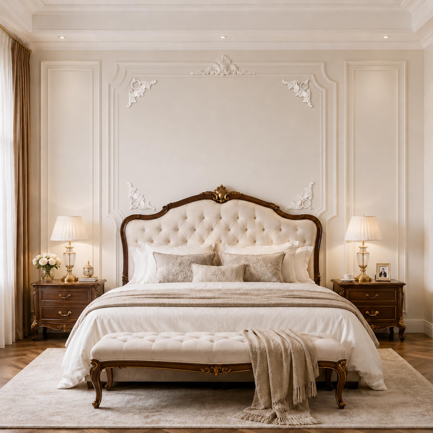 4 PCS Angolari Decorativi per Pareti E Soffitti in PU Modanature Angolari 3D con Decorazioni Floreali Profili Decorativi Verniciabili per Cornici E Angoli Elegante Finitura