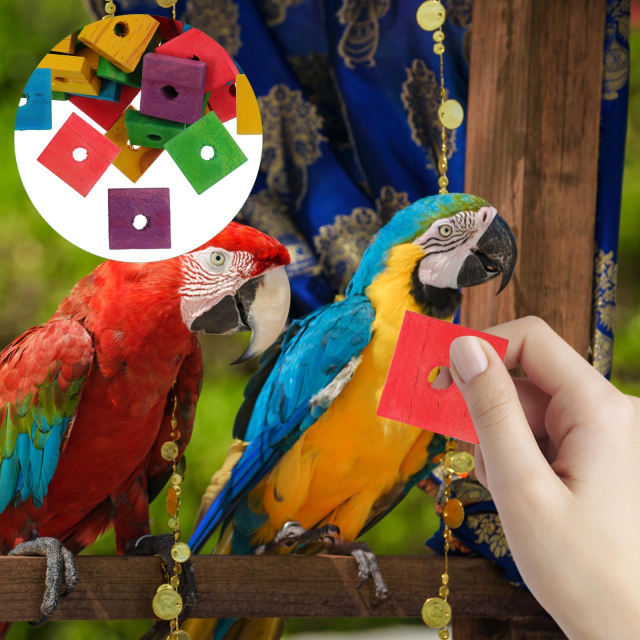 SUPVOX Lot de 100 blocs à mâcher en bois pour oiseaux : jouets pour perroquets, jouets pour perroquets à faire soi-même pour déchiquetage de grands oiseaux (couleurs mélangées)
