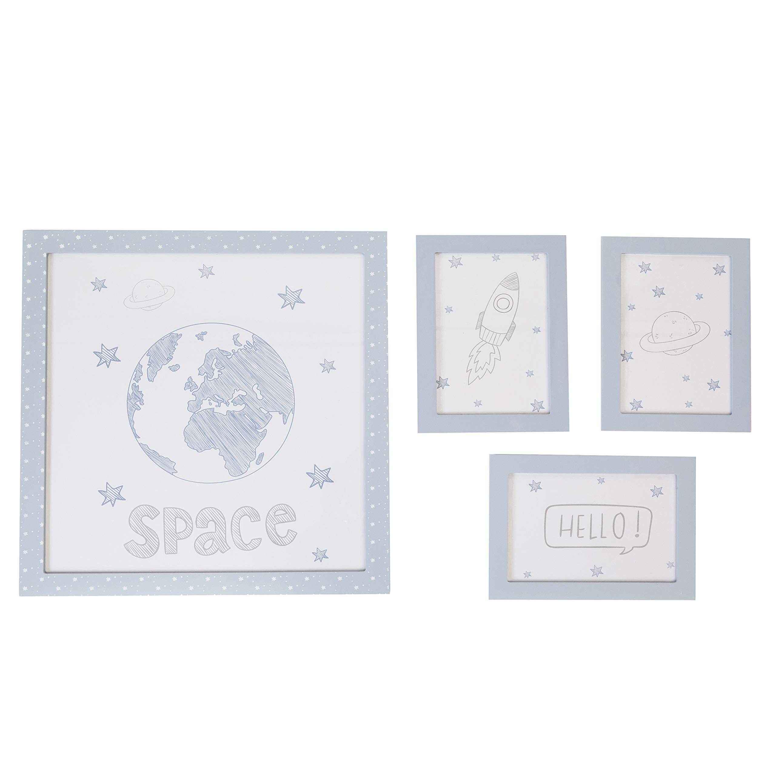 Cadres bleu clair en MDF lot de 4 pour décoration murale fantaisie 38x40 cm