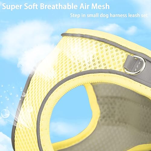 Miniatura 3 de Juego de arnés y correa suave para perros pequeños y pequeños, arnés de malla para cachorros, arnés ajustable reflectante sin tirones para perros