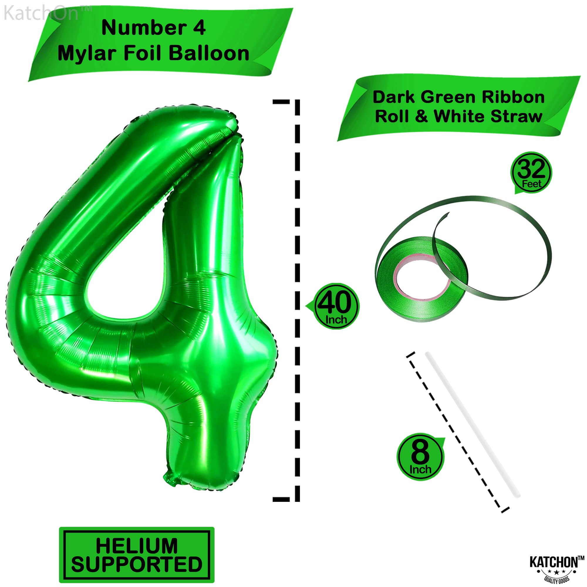 Dark Green Number 4 Balloon 40 Inch 4 Balloon Green