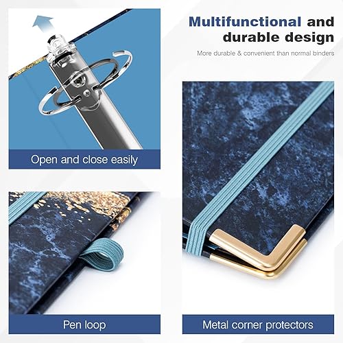 Miniatura 149 de Ospelelf Mini 3 Ring Binder, 2 Inch, Cute Pink Marble Binder for 5.5" x 8.5" with 5 Tab Dividers, File Folder Labels and Low Profile Clipboards