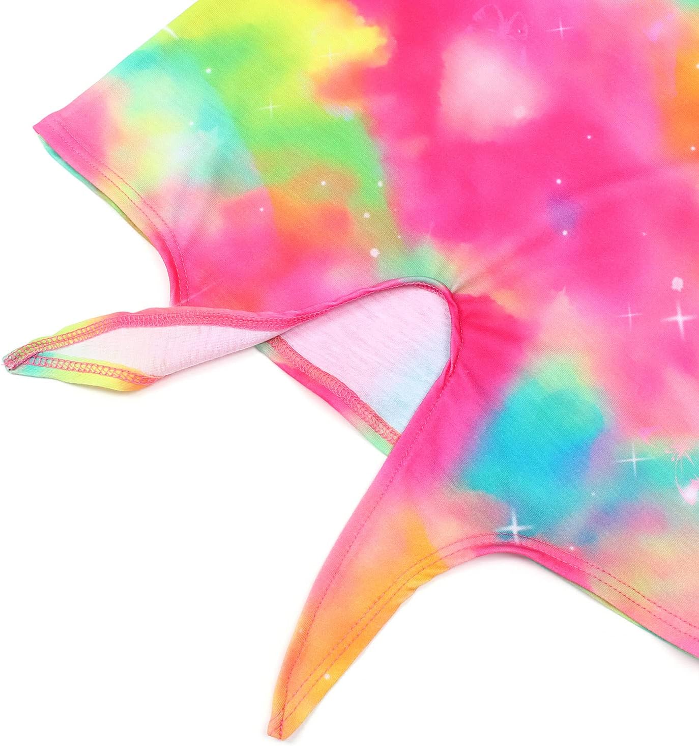 JESKIDS Girls Short Sleeve Shirts Ruffle Tie Front Unicorn/Tie Dye Print Summer Tee Tank Tops 3-11 Years - Image 5