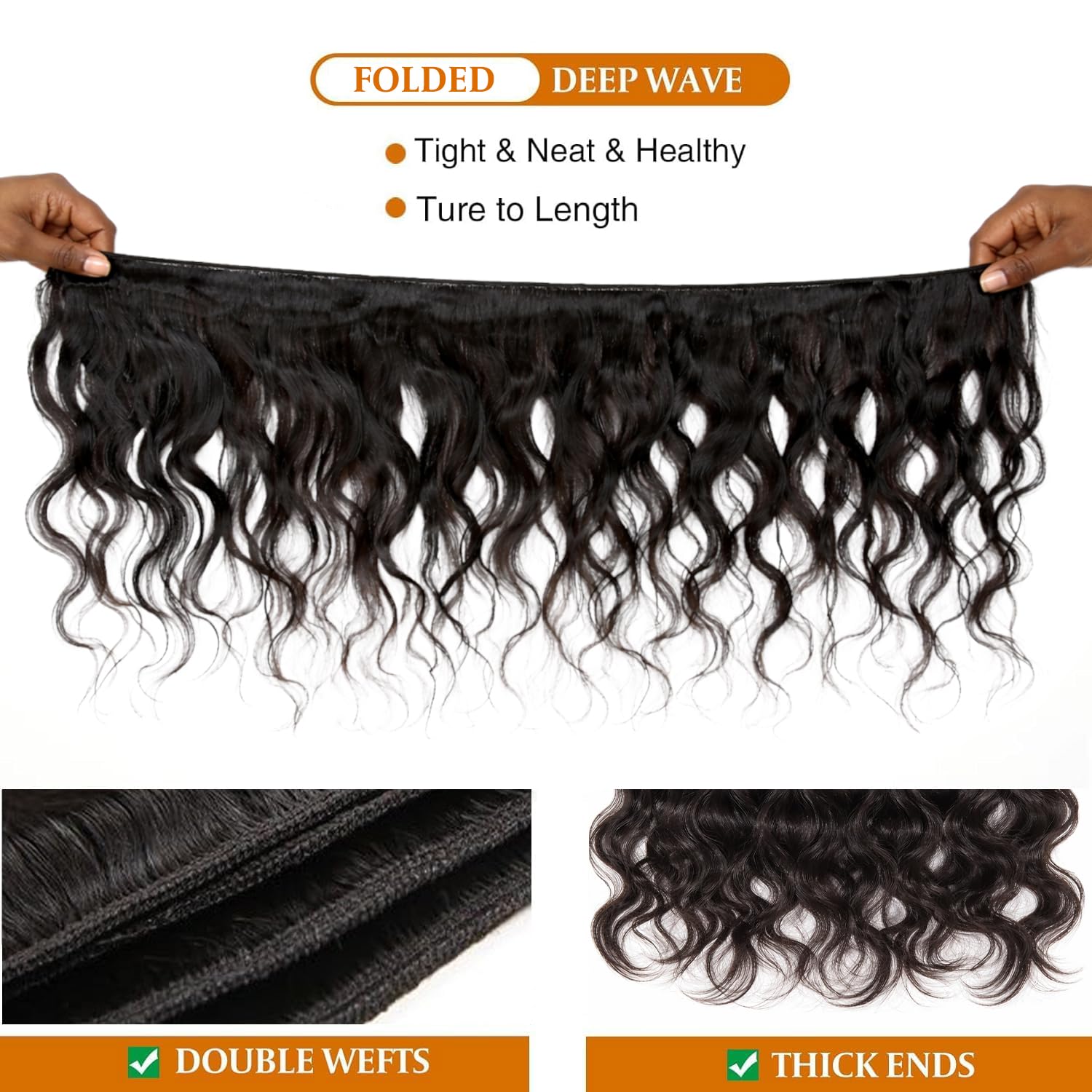 Human Hair Bundles Brazilian Remy Virgin Human Hair 100% Unprocessed Body Wave Soft Thick Weft Dyeable Hair Extensions Natural Black Color (12 14 16 inch 300g)