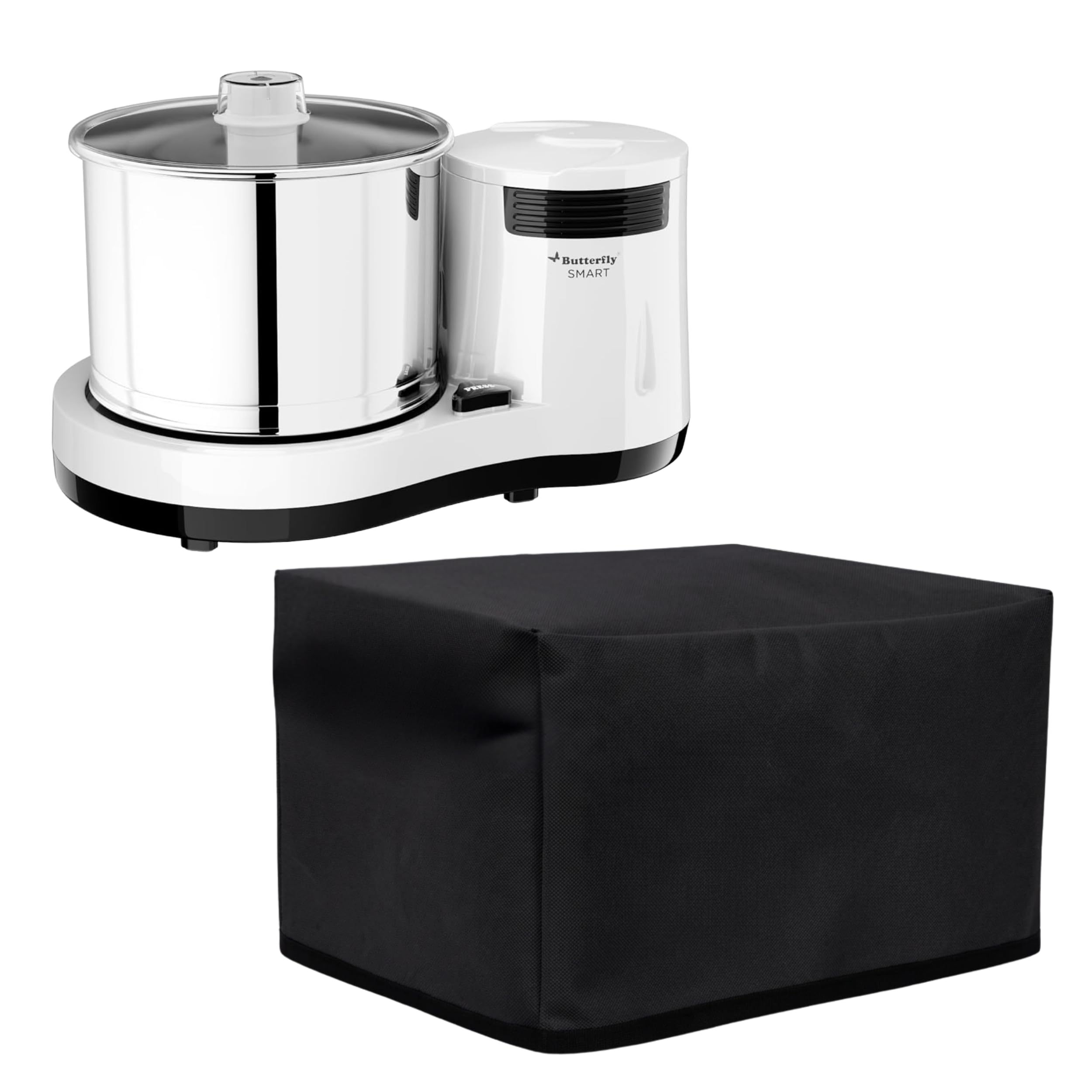 Wet Grinder Cover fot Butterfly Smart 2 Liter Table Top Durable Fabric Waterproof Dustproof Appliance Protector Case with Side Storage Pocket - Black-image-38