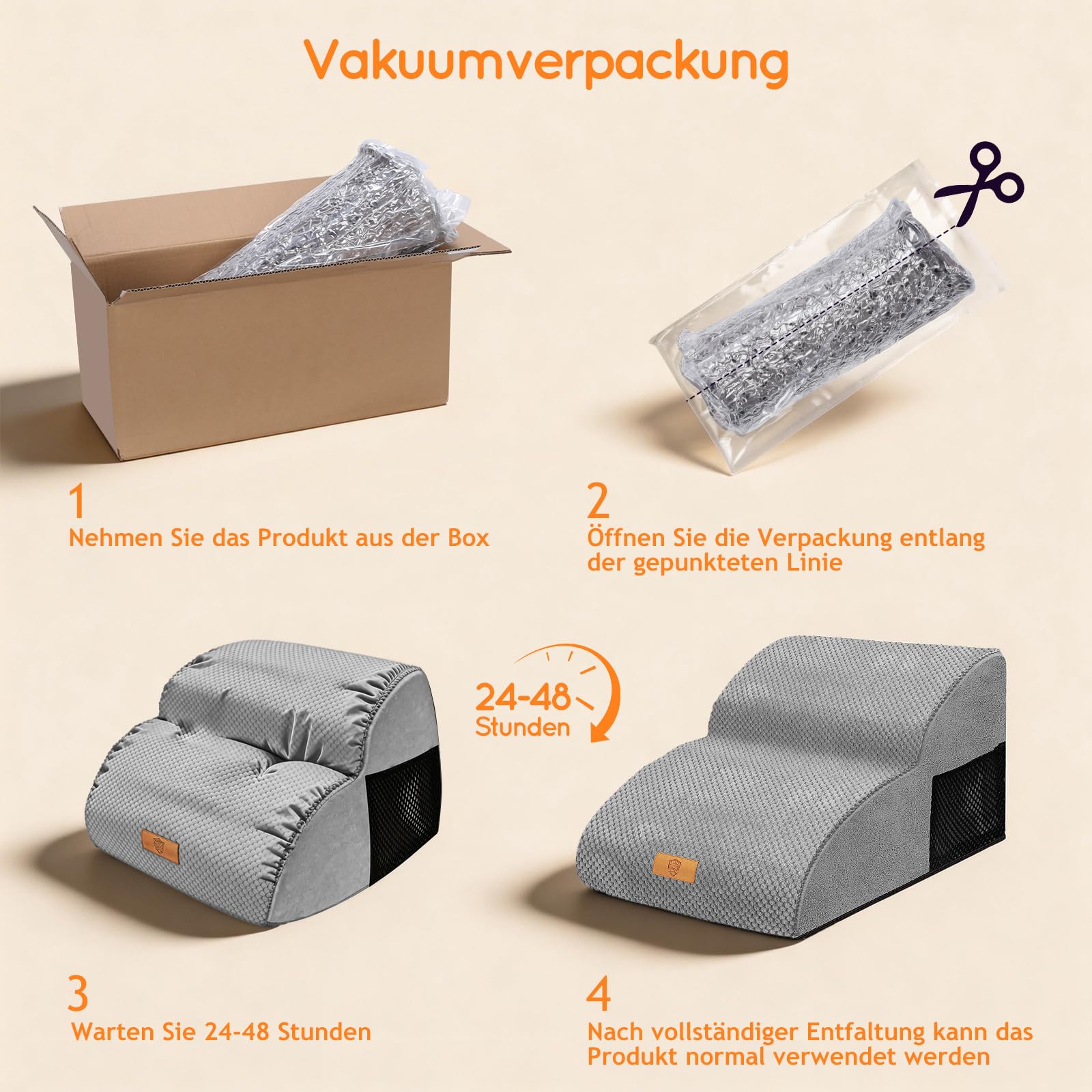 Hundetreppe - 2 Stufen verlängerte Rampe für kleine Hunde & Katzen - rutschfest - Wasserdicht - Abnehmbarer waschbarer Bezug - gelenkschonend für Sofa und Bett