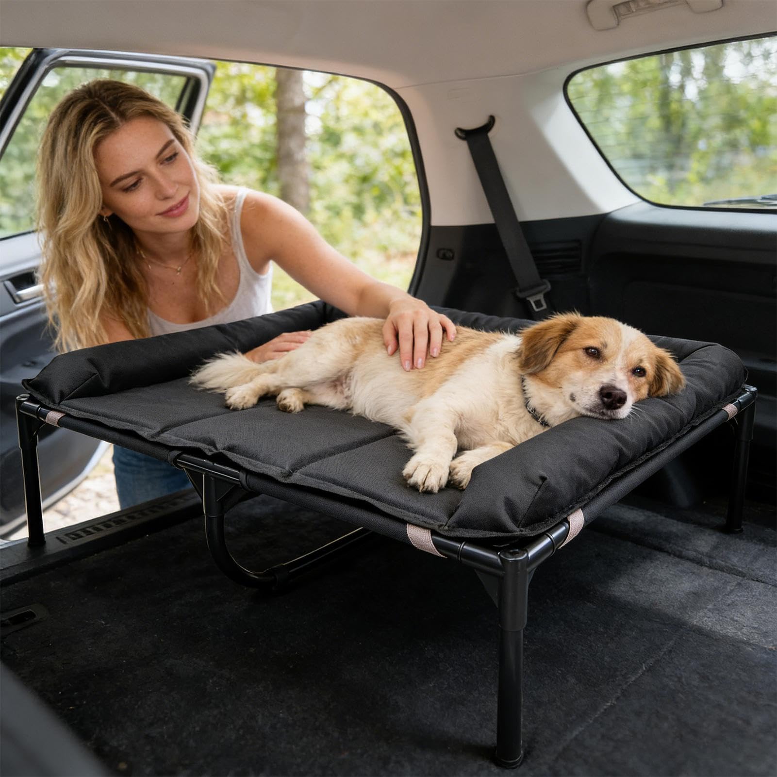 Genérico Camas Elevadas para Perros,Colchoneta Impermeable Portátil - Cama Cuna para Perros Portátil De Oxford con Cojín Desmontable,para Mascotas Cachorros Viaje Camping Interior Exterior