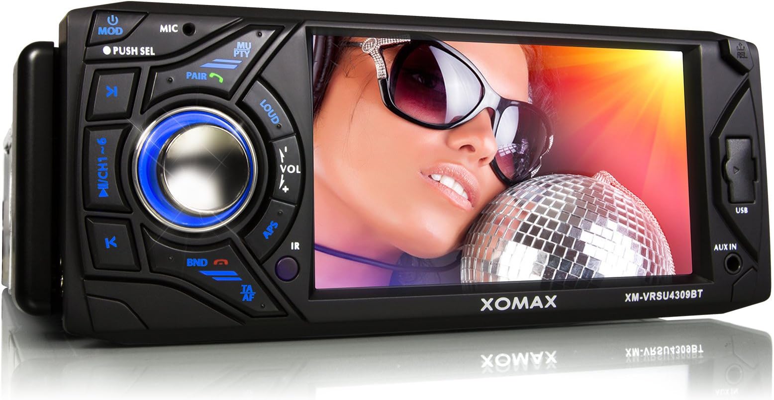 XOMAX XM-VRSU4309BT Car stereowith 4.3" touchscreen I USB, SD, AUX I Bluetooth I 1 DIN