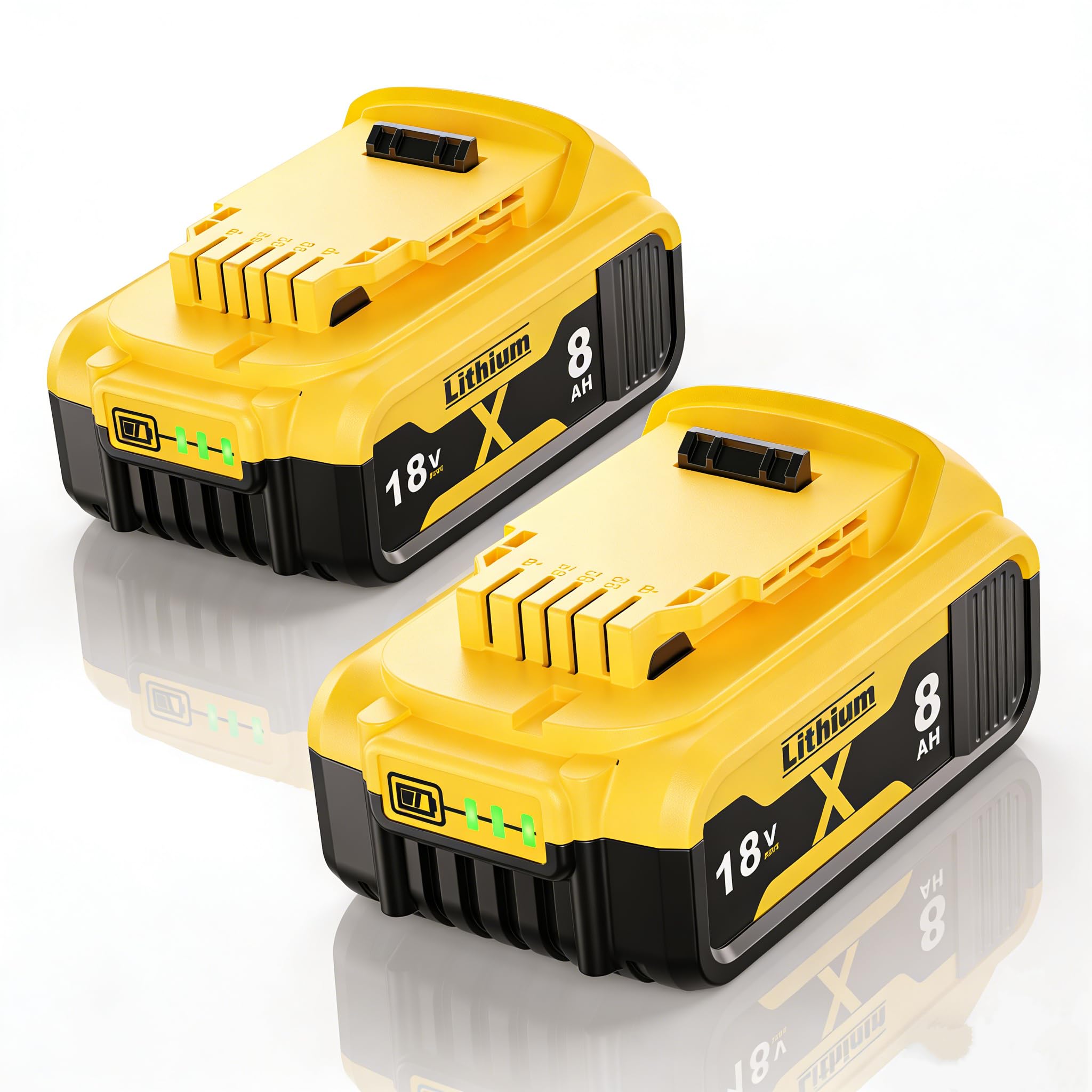 2 baterías de repuesto para Dewalt 18 V 8000 mAh 18 V batería de ion de litio compatible con Dewalt serie DCB182 DCB200 DCB181 DCB183 DCB185 DCB205 con indicador LED para herramientas de batería
