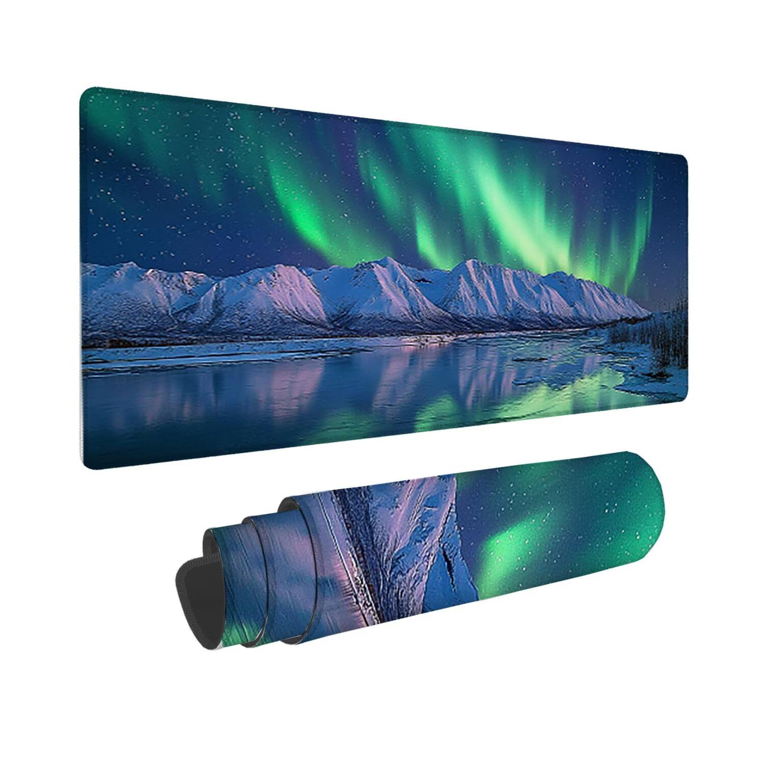Podkładka pod mysz do gier XXL duża mysz 1600 x 800 mm, duża podkładka pod biurko z antypoślizgową gumową podstawą do gier, komputera, poprawia precyzję i szybkość (Aurora) o-423