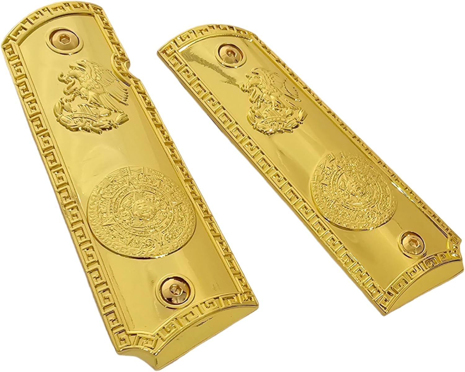 Replacement 1911 Grips Full Size for Colt Rock Island Springfield Taurus & Clones, Gold Grips, fits Standard Government 1911 Models