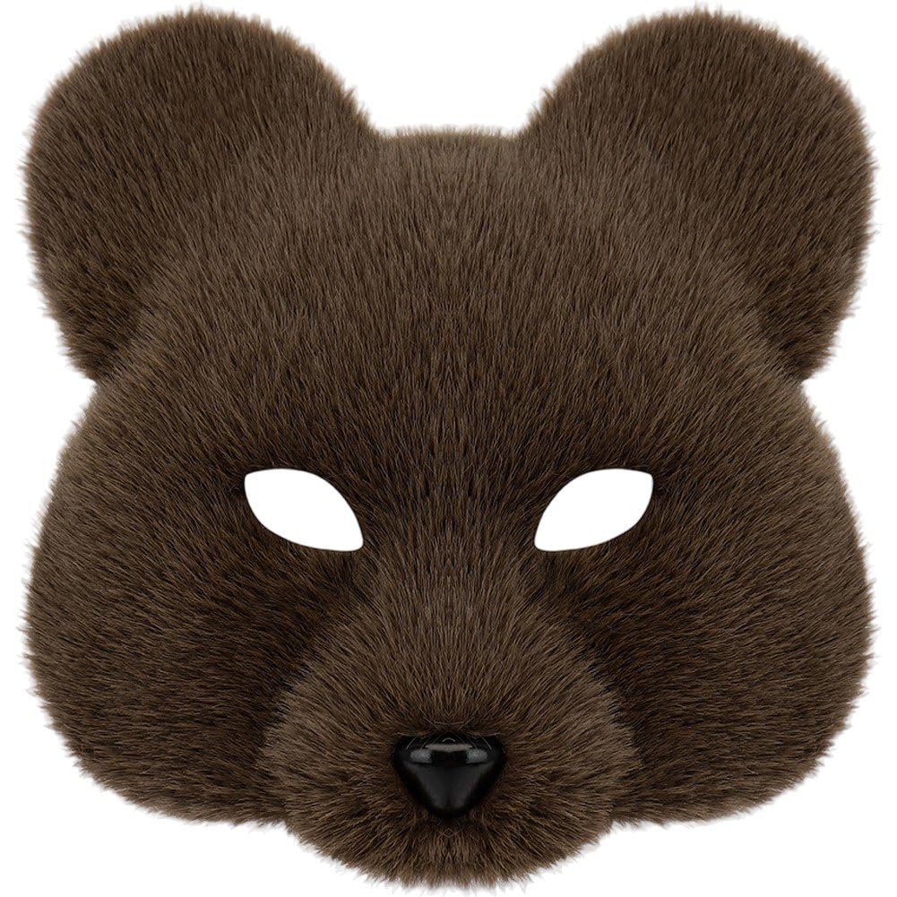 Hrippy Coffee Plush Bear Mask Realistic Animal Mask Fancy Dress Cosplay Costume Mask For Halloween Christmas Carnival Party