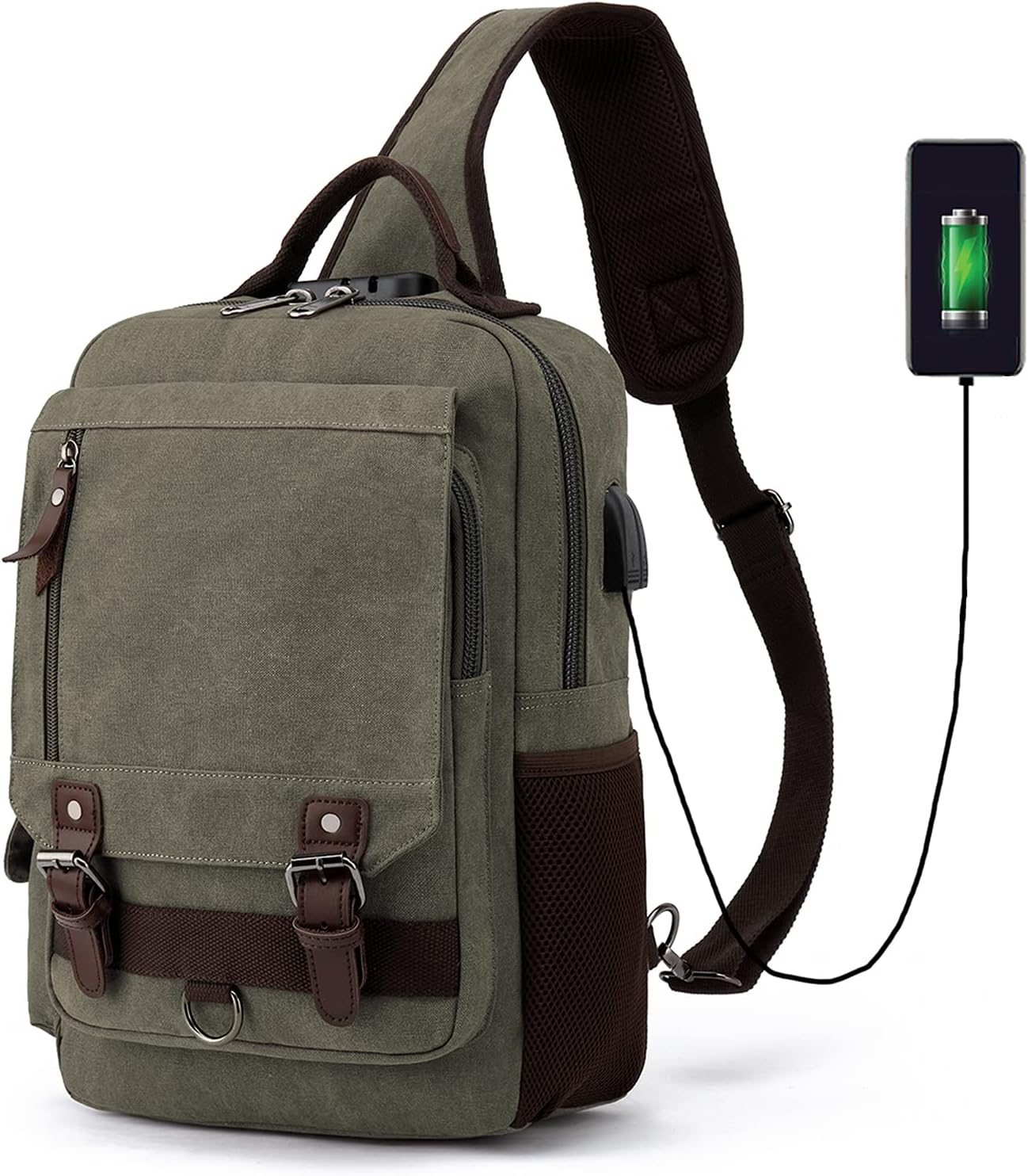Leaper Canvas Messenger Bag Anti-Theft Crossbody Bags Sling Bag with USB Black, XL : Clothing, Shoes & Jewelry