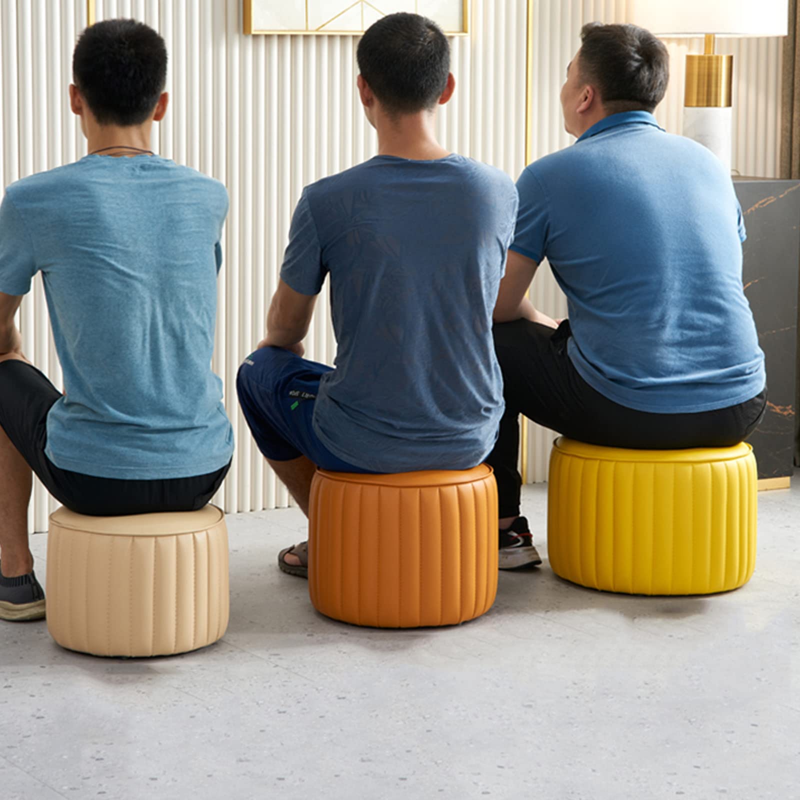 In Stackable Cube Chair With Wheels, Faux PU Small Foot