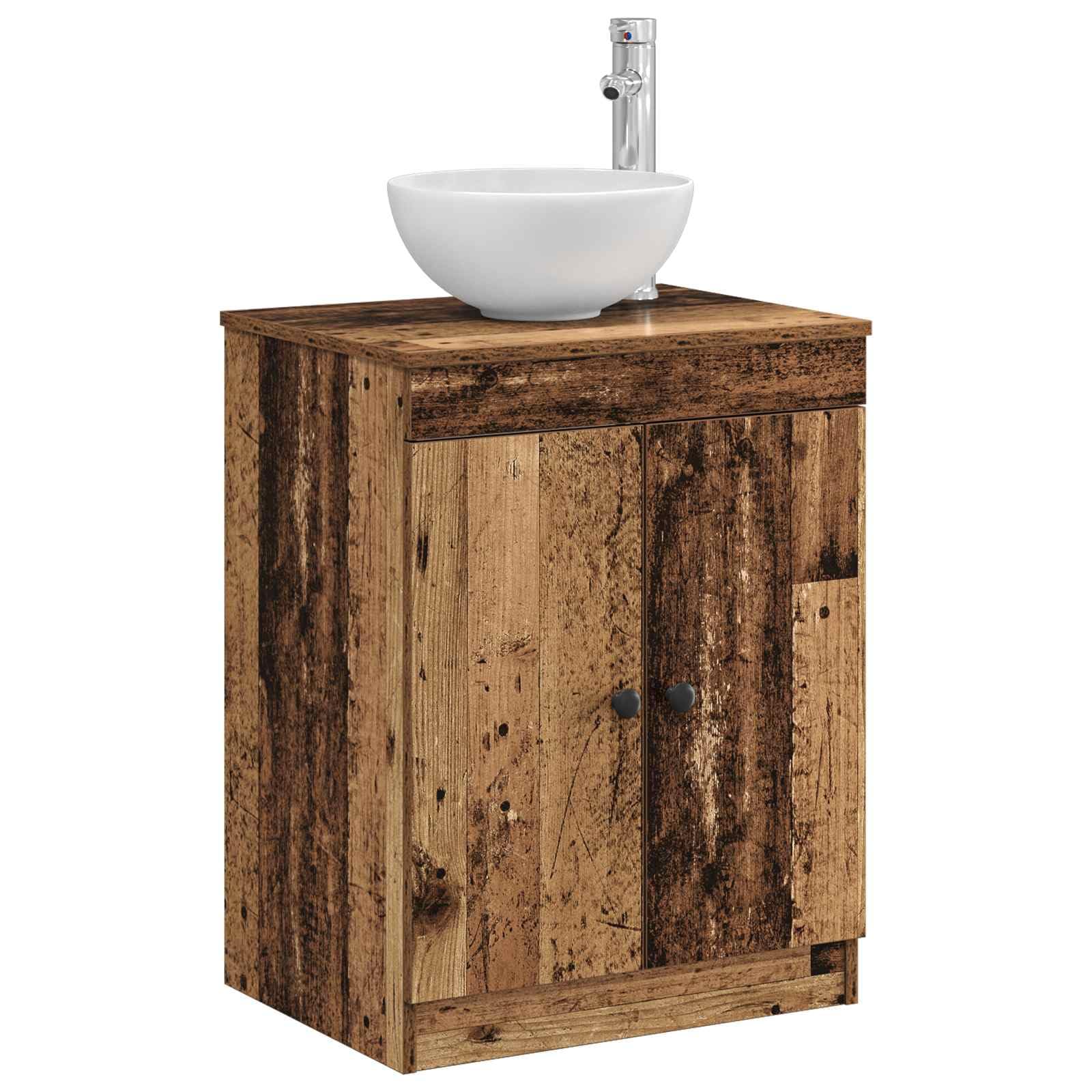 SYDE Drewniana szafka łazienkowa 54 x 41 x 70 cm | Otwarte półki, zawiasy 90 stopni, czarne metalowe gałki, konfigurowalna instalacja