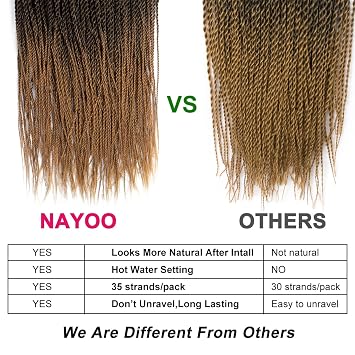NAYOO Long Crochet Hair Senegalese Twist, 34 Inch 8 Packs Small Crochet Hair for Black Women, 35 Strands/Pack Crochet Braids Hair, Crochet Twist Hair Hot Water Setting (34 Inch, 1B/27)