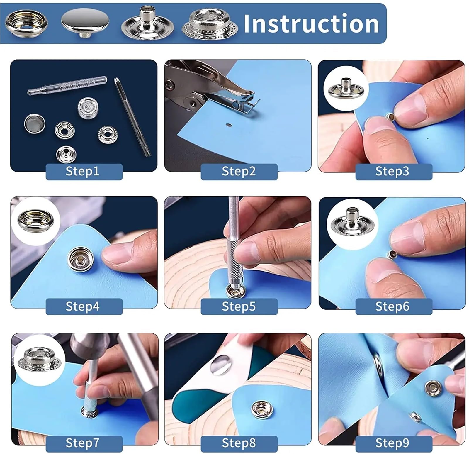 Kit de 240 broches lona 15 mm, cierres a presión acero inoxidable grado marino for cubiertas barcos, costura productos cuero y tiendas campaña
