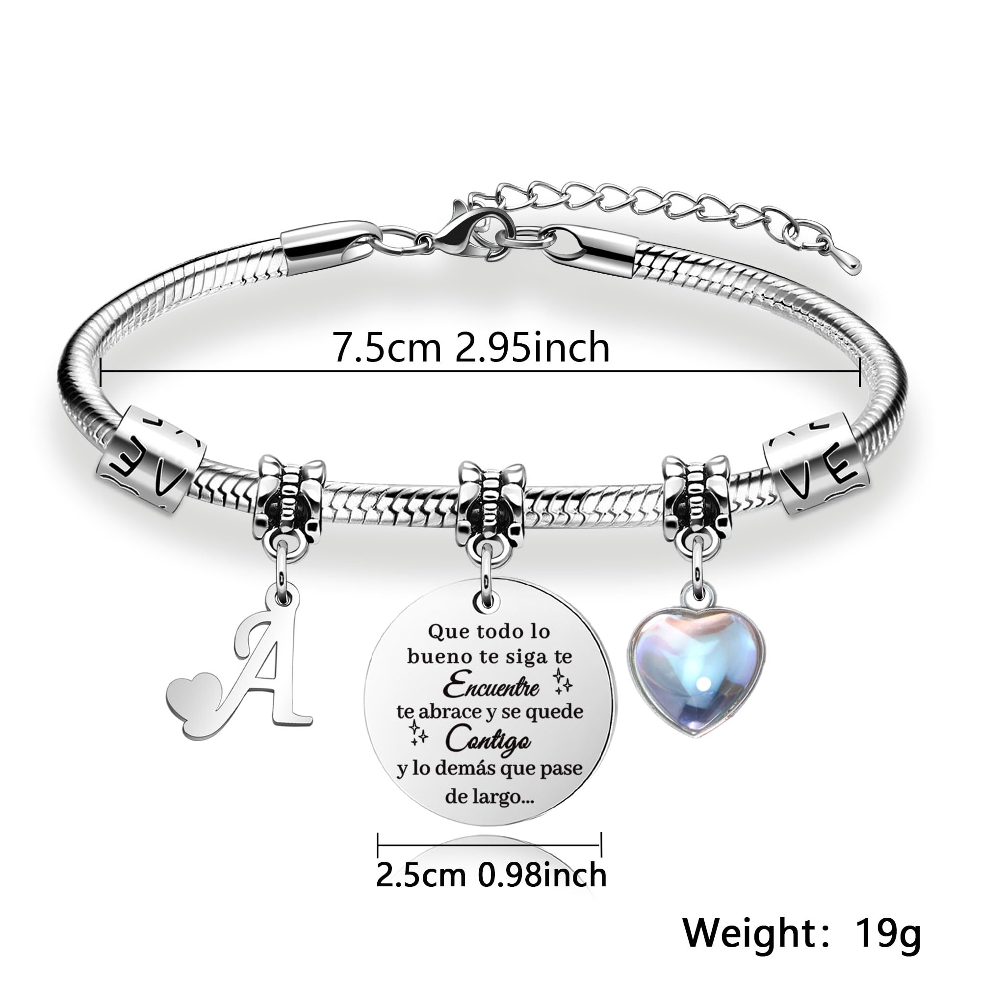 Regalos para Mujeres Pulsera de Plata con Letras Iniciales - Regalo Personalizado para Hija, Sobrina, Hermana, Amiga, Adolescente, Madre y Tía
