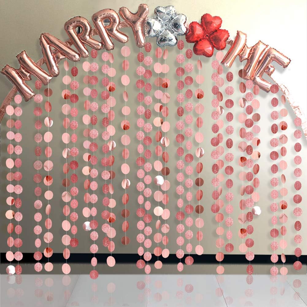 Cheerland Glitzernde Kreis-Girlande, rosegold, für Party-Dekorationen, hängende Banner, Hintergrund-Deko, Geburtstag, Brautparty, Junggesellinnenabschied, Ramadan/EID, Abschlussfeier