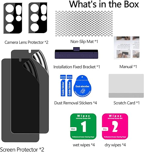 Miniatura 26 de LYWHL Paquete de 2 + 2 protectores de pantalla de privacidad para Samsung Galaxy S23 Ultra (no de vidrio), película flexible antiespía compatible