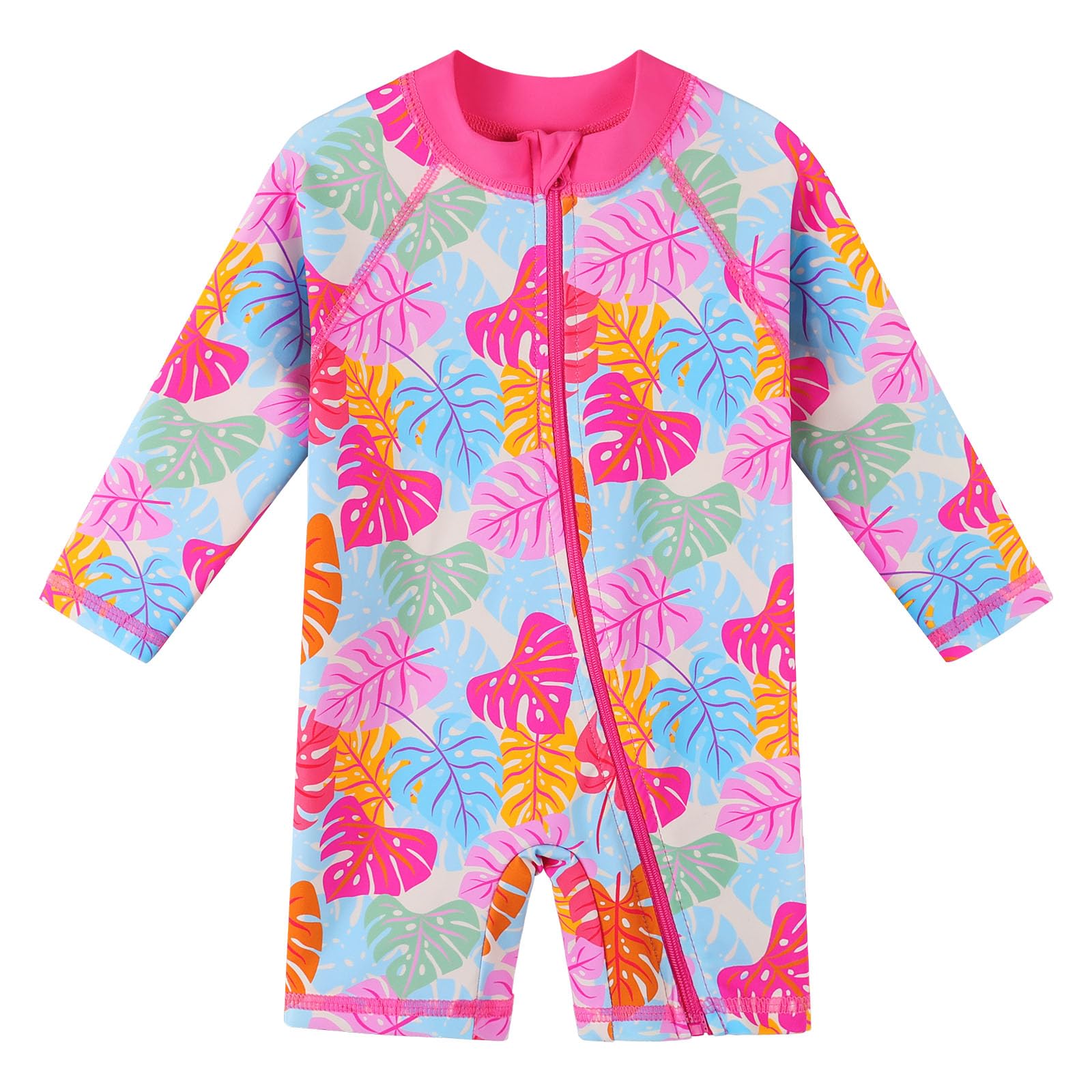 HUAANIUE Toddler Girl Swimsuit Long Sleeve UPF50+ Sun Protection 0-6T