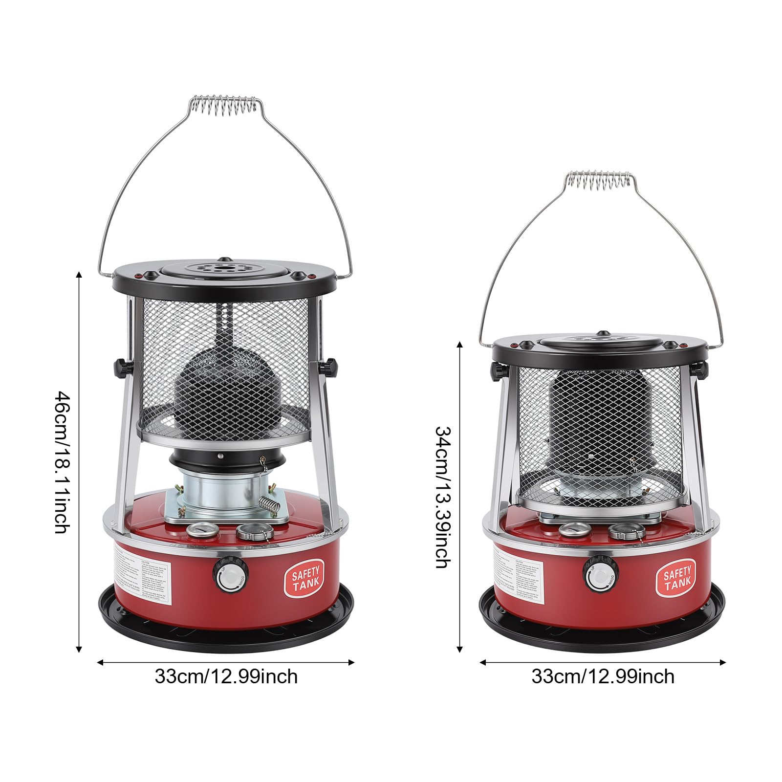 Stufa a petrolio 8000 BTU, portatile, 5,2 l, 18 ore, regolabile in altezza