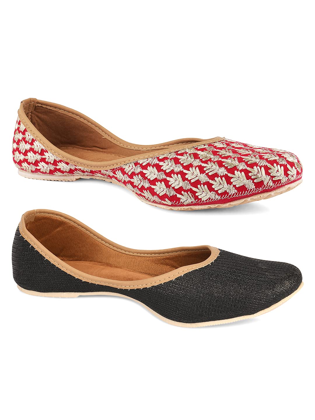 Womens 2 Set of Desi Colour Authentic Womens Mojri,Punjabi Jutti-hancrafted,Multicolour,dc6052 Ballet Flat-picture-8