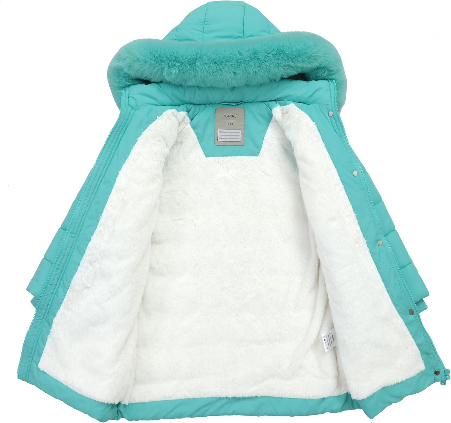 Girls' Down Coat with Removable Hood,Kid's Waterproof Winter Jacket Snow Outwear Parka Fleece Insulated - Image 3