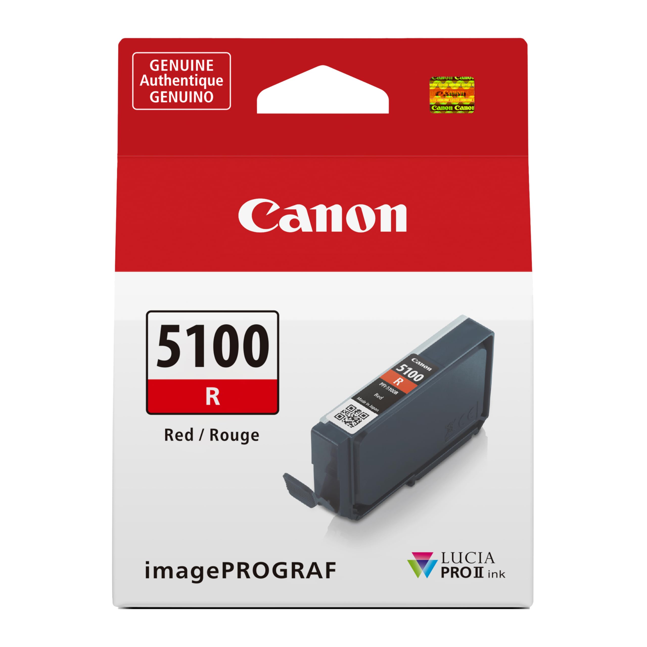 Canon PFI-5100 Genuine Red Ink Tank, Compatible with ImagePROGRAF PRO-310 Printers