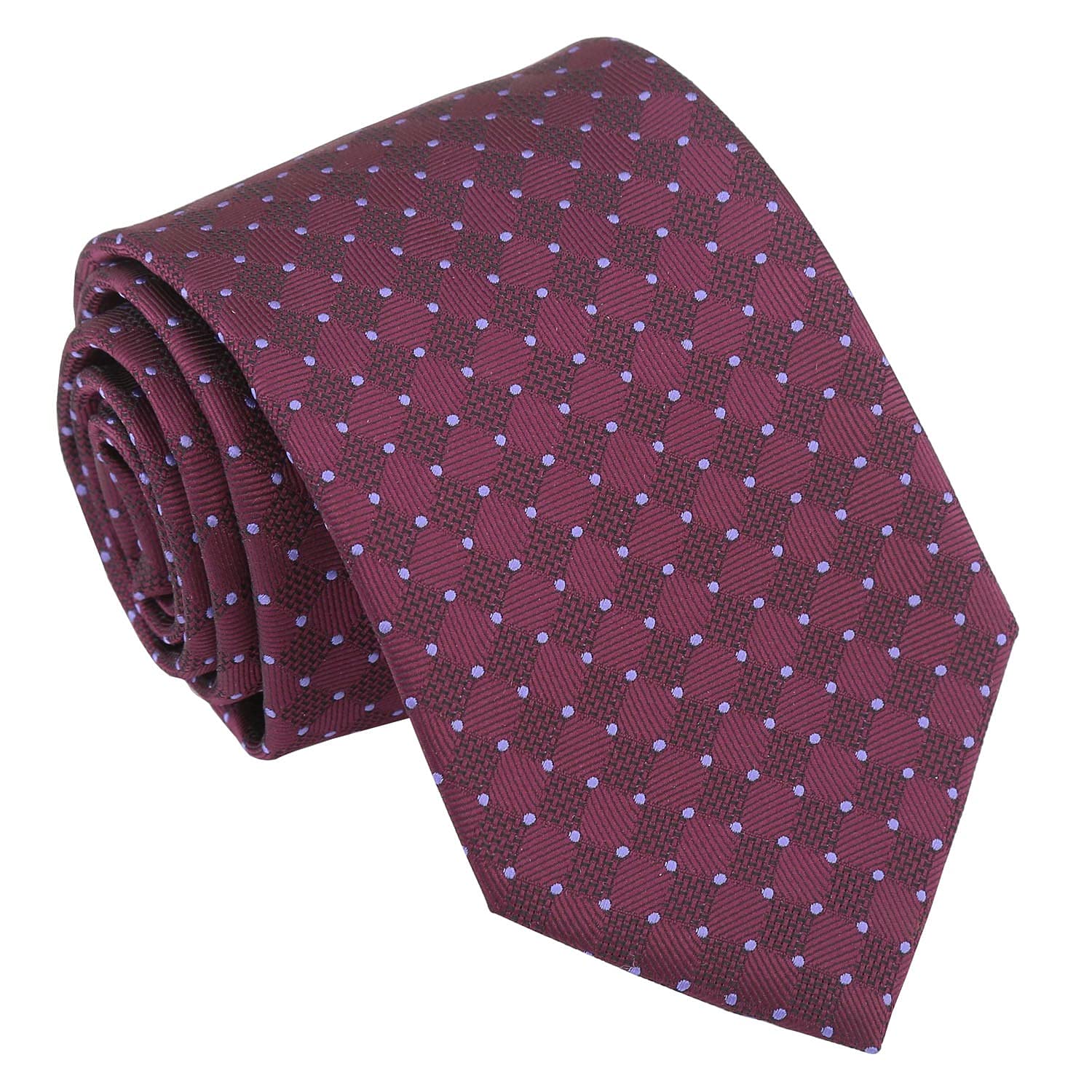 Dqt Men's Plum & Purple Geometric Pin Dot Tie – 8Cm Classic Width Necktie – Wedding, Business & Formal