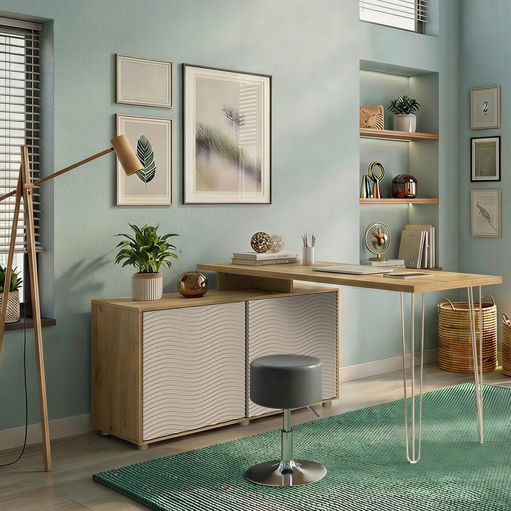 Vicco Bureau d'angle Notivo, Cachemire, 135x55cm | avec armoire de classement, adapté au télétravail et au bureau