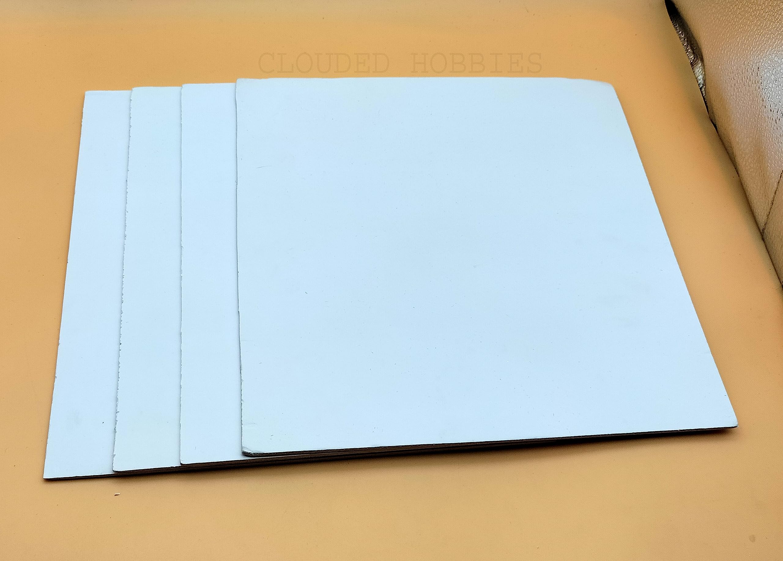 CLOUDED HOBBIES Foam Board Sheet/Sunboard Sheet Ideal for Aero-Modelling, Architectural Models,Craft, DIY, schoool Projects Mounting, Casting Patterns, Safe Pack (5MM, 12X12 INCH)(Pack of 4)