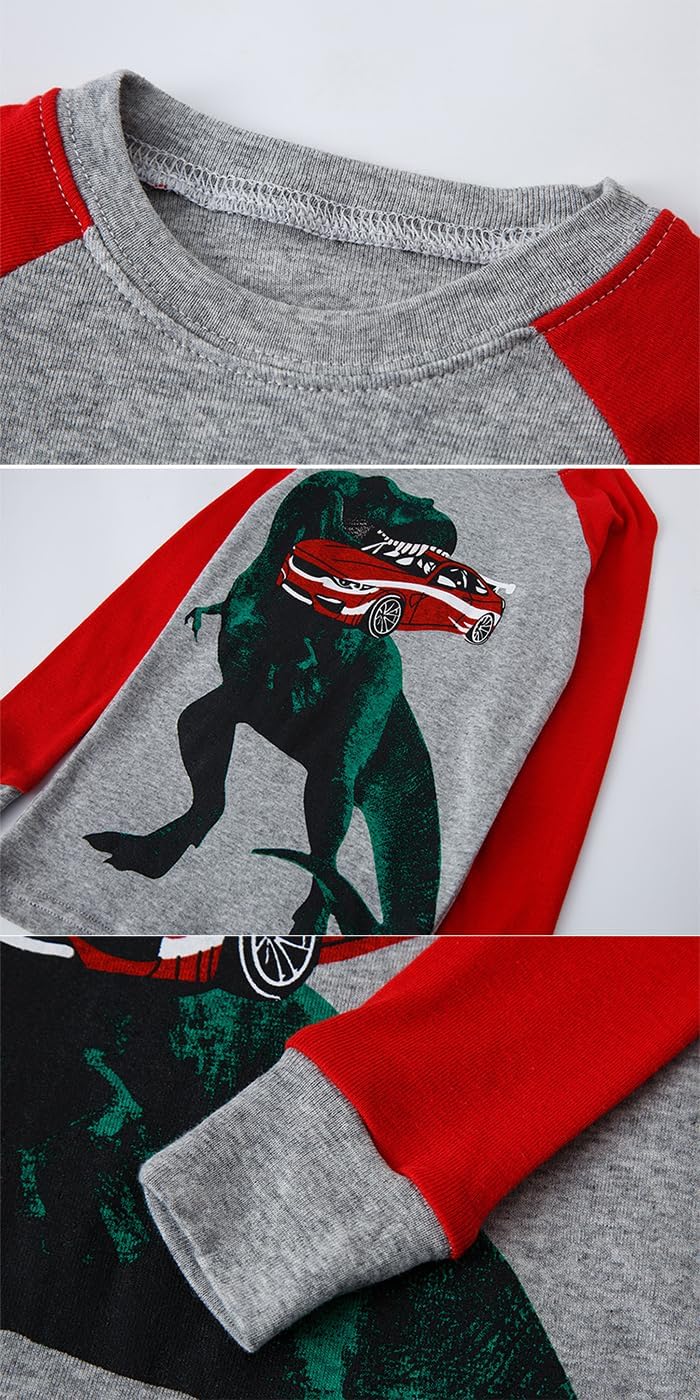 Cotton 4 Piece Pajamas Boys Long Sleeve Sets Toddler Boys Pjs Kids Sleepwear Sets - Image 4