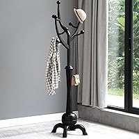 Vista 1 de Perchero de Pie de Madera Resistente con 8 Ganchos, Diseño Único con Aspecto de Rama de Árbol, Perchero de Árbol Premium para Colgar Ropa con Base