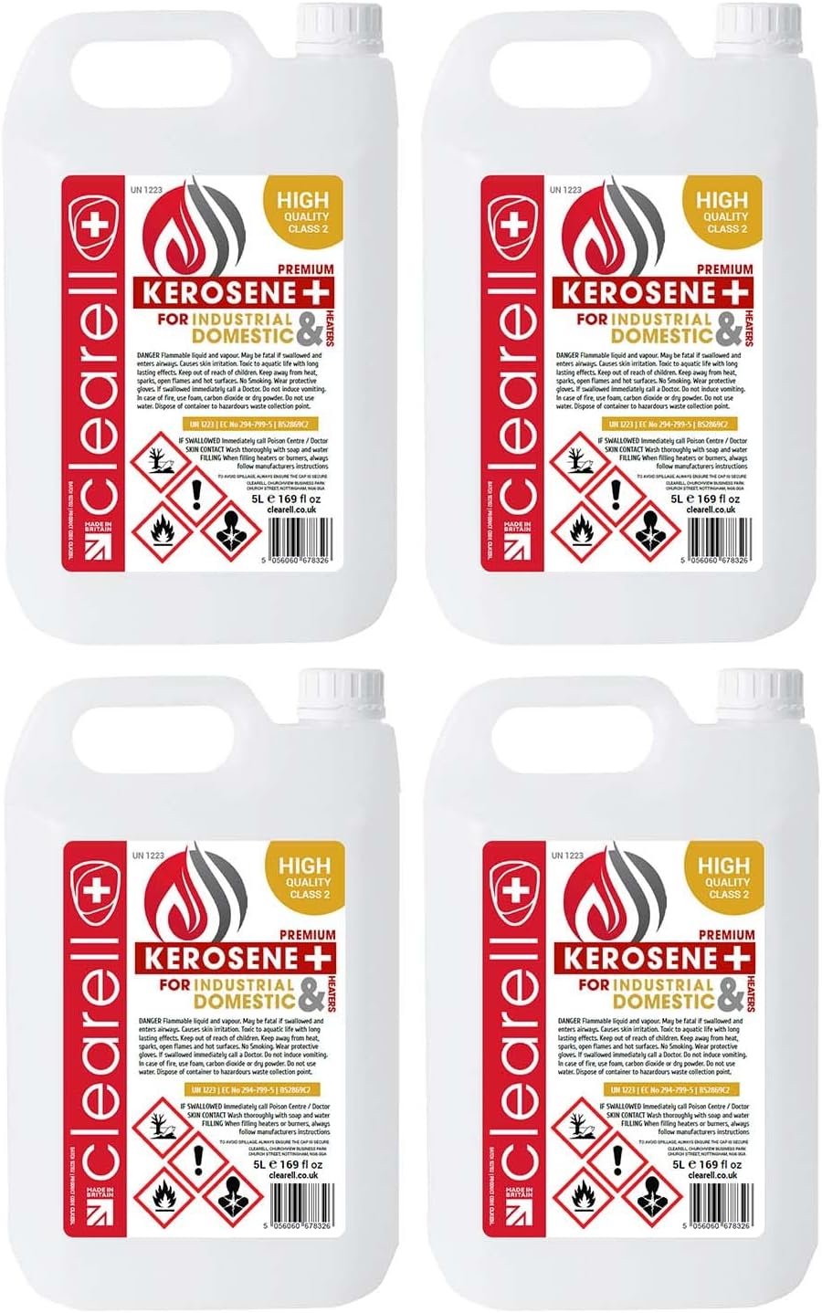 20L | Pack of 4 x 5L | Premium Quality Kerosene Paraffin Heater Heating Oil Fuel | Compliant to BS2869C2 (5 Litres x 4 | 20 Litres)