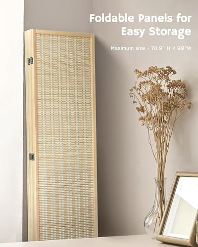 Miniatura 5 de JOSTYLE Divisor de habitación, pantalla de privacidad plegable, 5 paneles divisores de habitación de 6 pies de alto, divisores de separación de