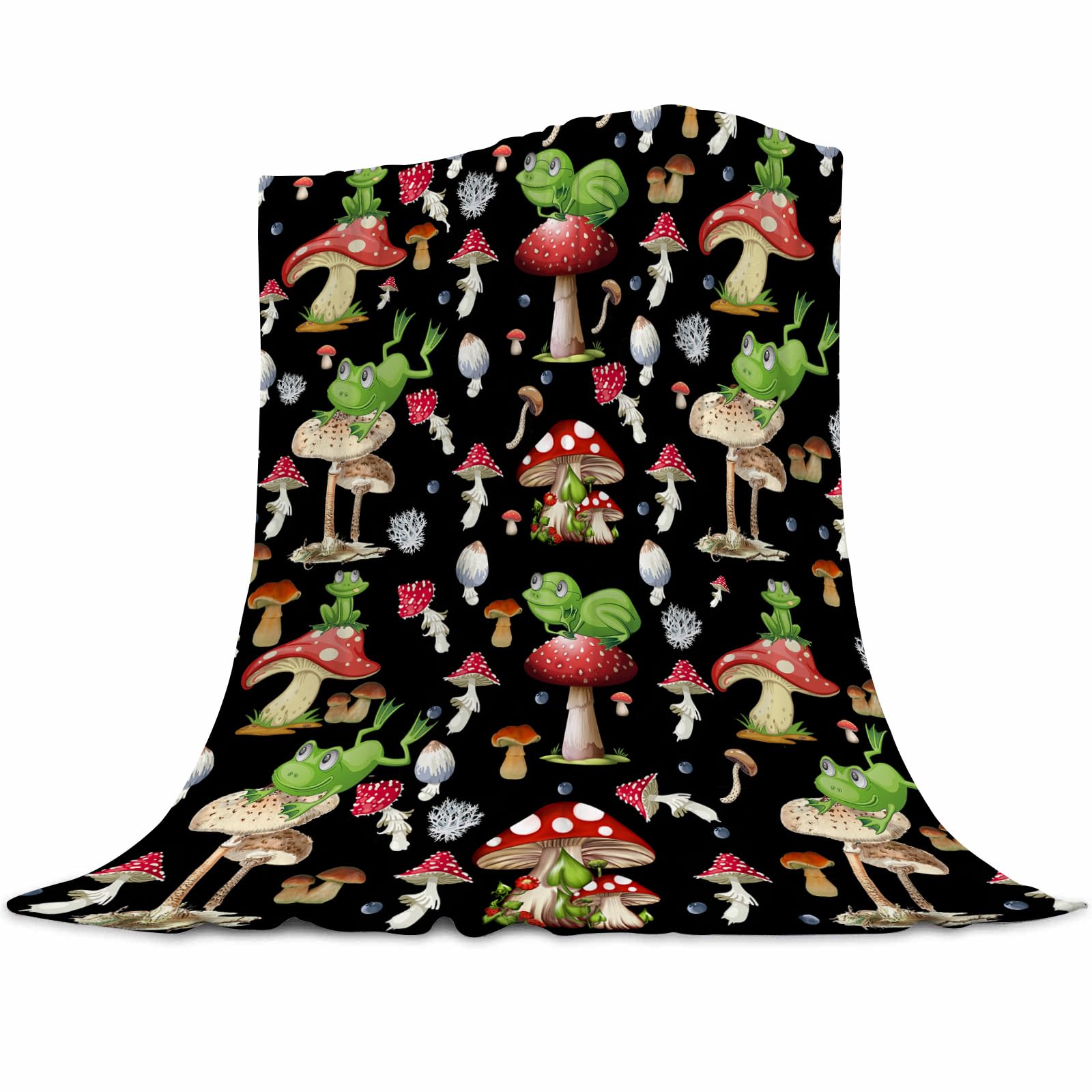 Abaysto Women's Color3 Frog Blanket Frog Gifts For Men Kids Mushroom Blanket Soft Fuzzy Flannel Plush Mushroom Throw Blanket For Couch Sofa Bed Home Decorative Mushroom Blankets All Season 150X200cm
