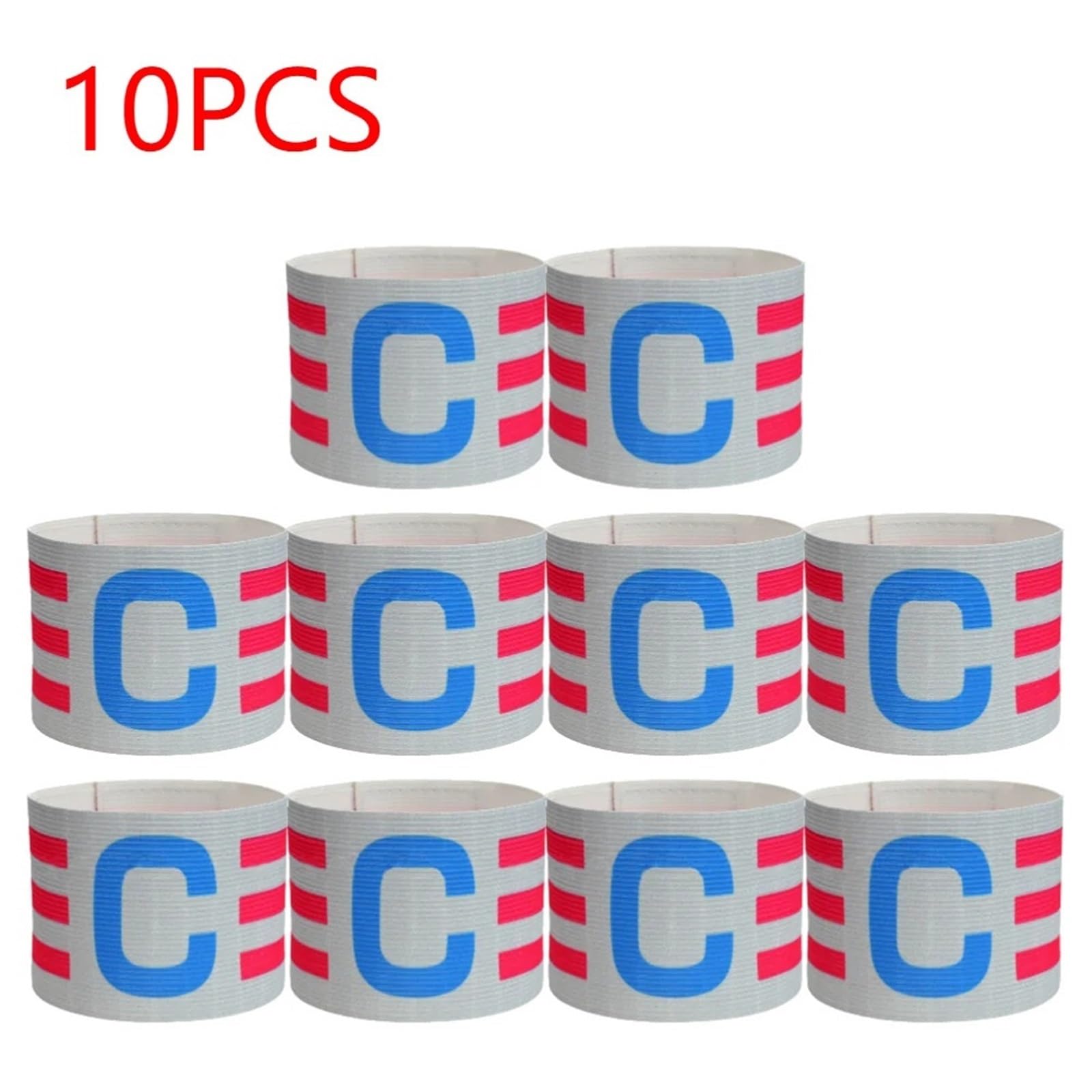 Hohota 10pcs Captain Armband Adjustable Soccer Player Captain Group Armband with Touch Fastener Stripe Arm Band for Football(Blue 10 PCS)